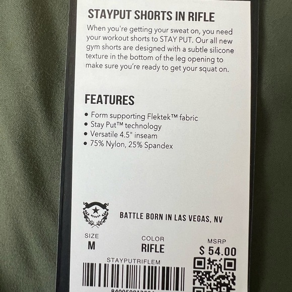 Barbell STAYPUT SHORTS IN RIFLE Size Medium 4.5” Inseam running workout - Picture 6 of 10